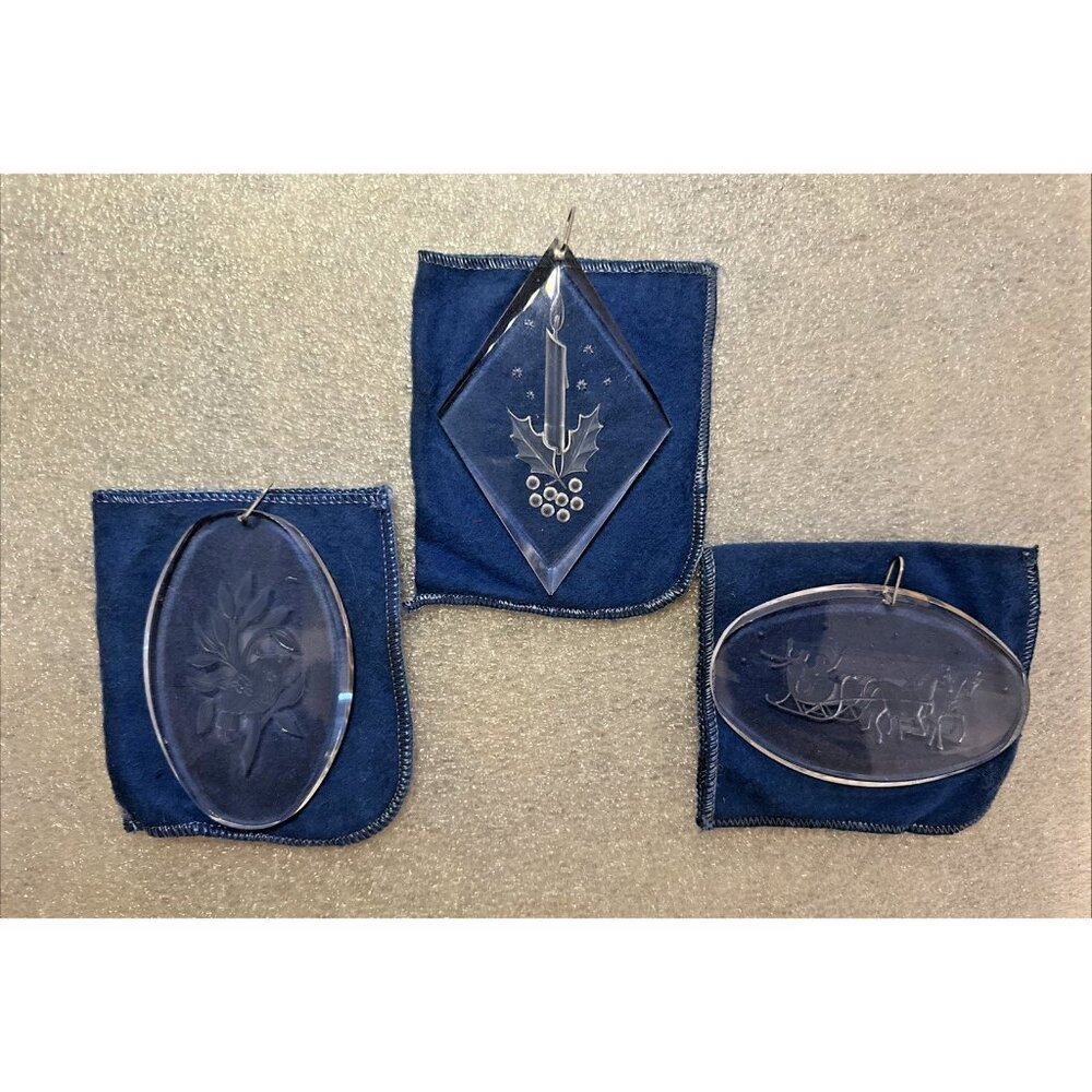 Set of 3 Ball Corp. A Medley of Carols 1976 Christmas Acrylic Ornaments Vintage